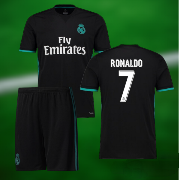 Retro Real Madrid 17-18 Bortedrakt med shorts og Ronaldo trykk - Barn