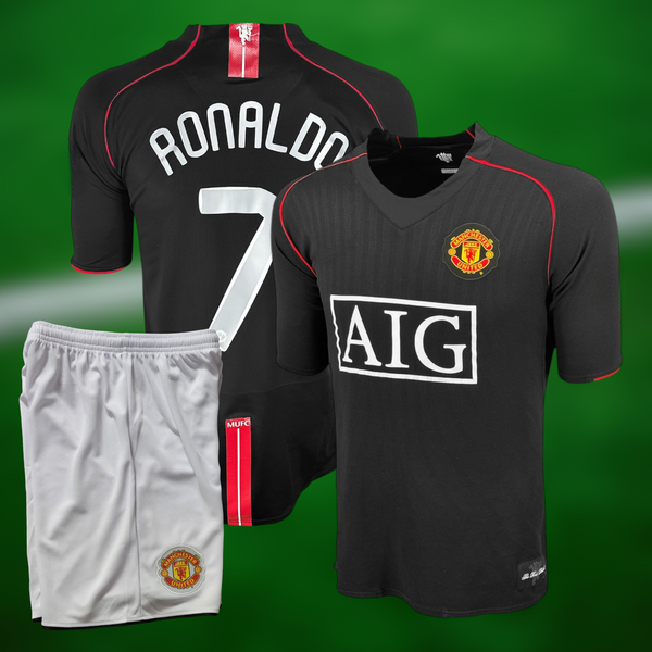 Retro Manchester United 2007-08 Bortedrakt med shorts og Ronaldo trykk - Barn og Voksen