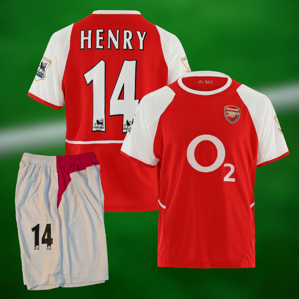 Retro  Arsenal 2003-2004 Hjemmedrakt med shorts og Henry trykk - Barn og Voksen